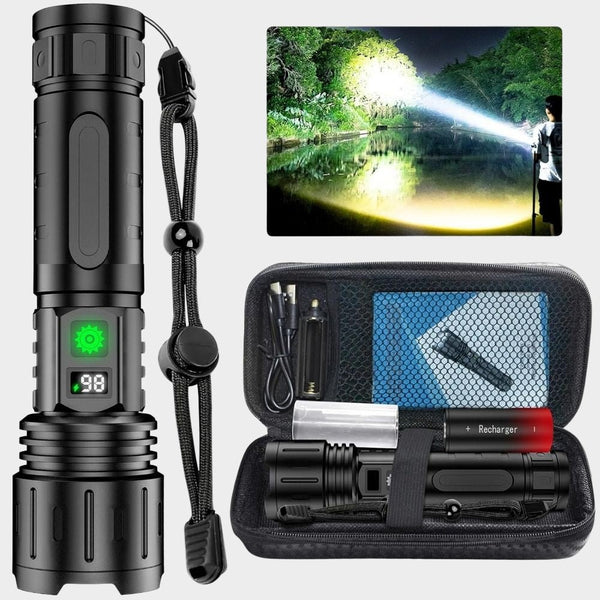 100000 Lumens Rechargeable Tactical Flashlight LED Waterproof Torch - LICHTZOONE