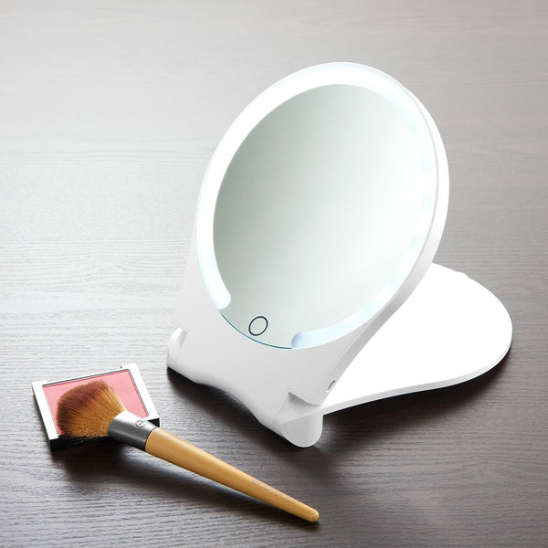10X Travel Magnifying Mirror LED Lights Rechargeable Compact - LICHTZOONE