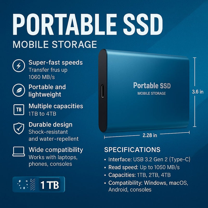 External SSD Portable Storage 1TB to 16TB Ultra - Fast Transfer - LICHTZOONE