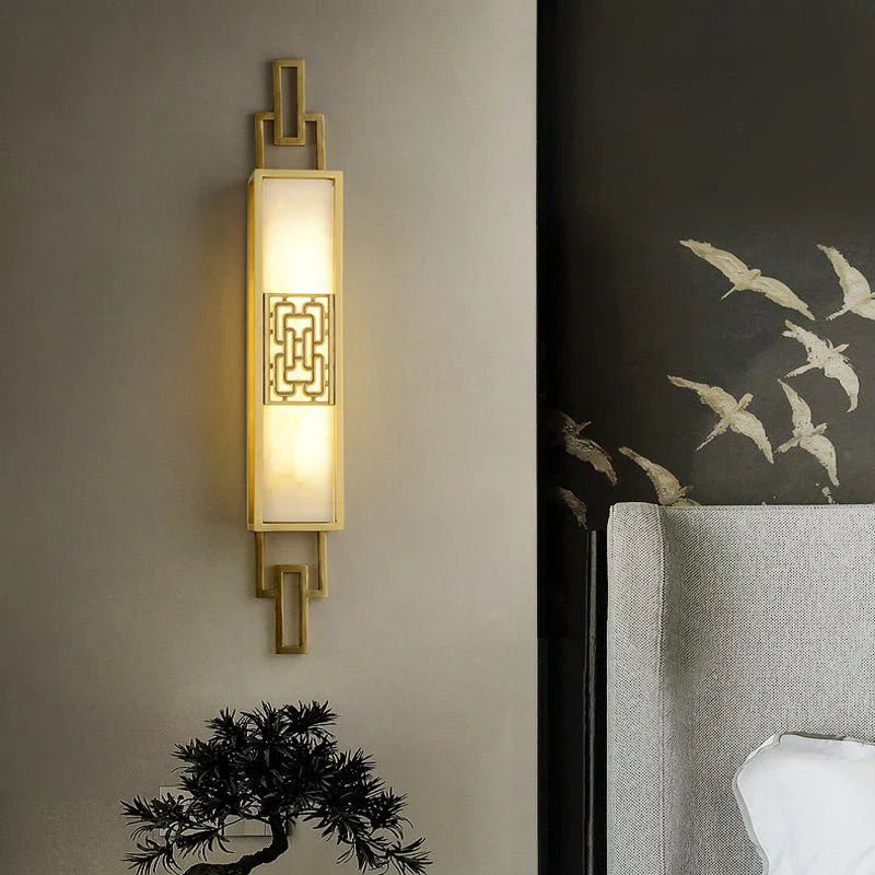 ÉléganceOrient | Chinesische Wandleuchte aus Kupfer & Marmor - LICHTZOONE